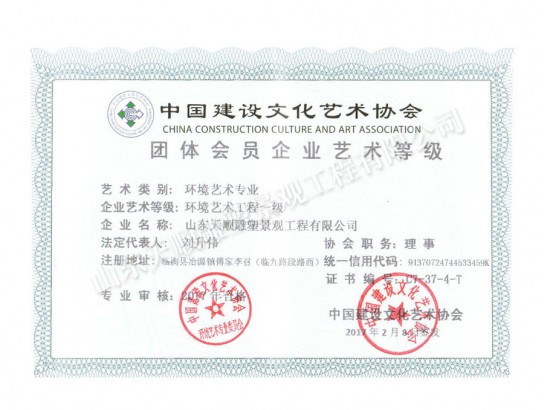 環境藝術企業藝術等級證書