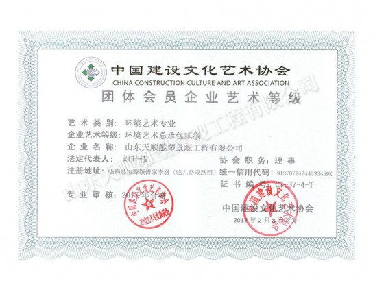 環境藝術企業藝術等級證書